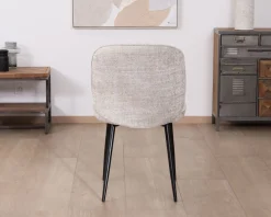 Meuble House Lot de 2 chaises de repas design arrondi en tissu bouclette gris beige