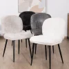 Meuble House Lot de 2 chaises de repas design arrondi en tissu noir et pieds métal "Kinsac" Best