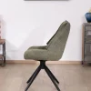 Meuble House Lot de 2 chaises de repas design contemporain en tissu vert "Webber" pied pivotant en métal noir Best