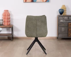 Meuble House Lot de 2 chaises de repas design contemporain en tissu vert 