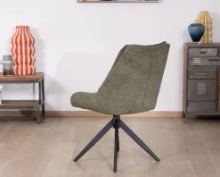 Meuble House Lot de 2 chaises de repas design contemporain en tissu vert 