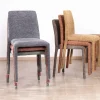 Meuble House Lot de 4 chaises de repas empilables avec habillage intégral "Otto" en tissu tramé rouge Discount