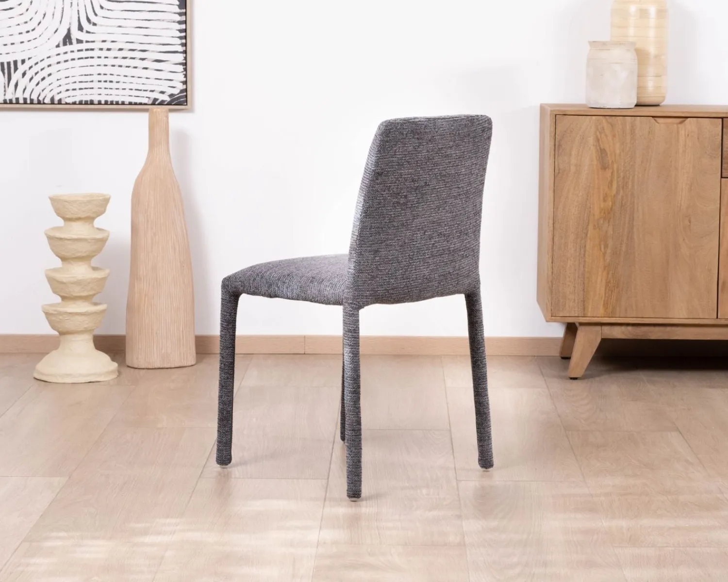 Meuble House Lot de 4 chaises de repas empilables en tissu gris graphite texturé “Otto” Sale