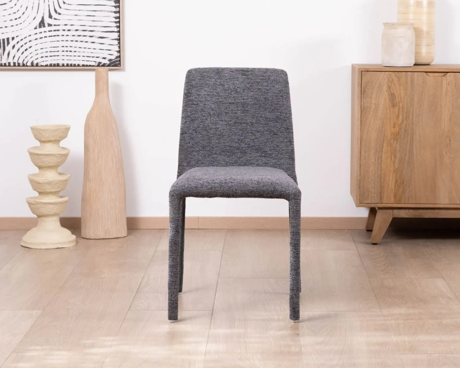Meuble House Lot de 4 chaises de repas empilables en tissu gris graphite texturé “Otto” Sale