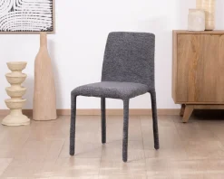 Meuble House Lot de 4 chaises de repas empilables en tissu gris graphite texturé “Otto” Sale