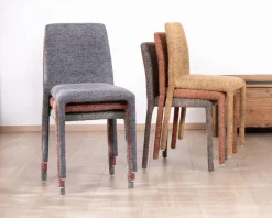 Meuble House Lot de 4 chaises de repas empilables en tissu gris graphite texturé “Otto” Sale