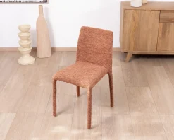 Meuble House Lot de 4 chaises de repas empilables “Otto” design épuré avec habillage intégral en tissu terracotta