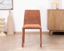 Meuble House Lot de 4 chaises de repas empilables “Otto” design épuré avec habillage intégral en tissu terracotta