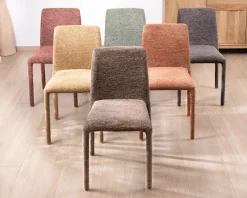 Meuble House Lot de 4 chaises de repas empilables “Otto” design épuré avec habillage intégral en tissu terracotta