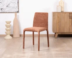 Meuble House Lot de 4 chaises de repas empilables “Otto” design épuré avec habillage intégral en tissu terracotta