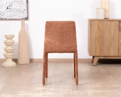 Meuble House Lot de 4 chaises de repas empilables “Otto” design épuré avec habillage intégral en tissu terracotta