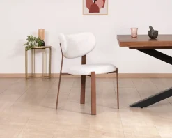 Meuble House Lot de 2 chaises de repas empilables esprit rétro en tissu tramé blanc 