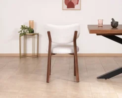 Meuble House Lot de 2 chaises de repas empilables esprit rétro en tissu tramé blanc 