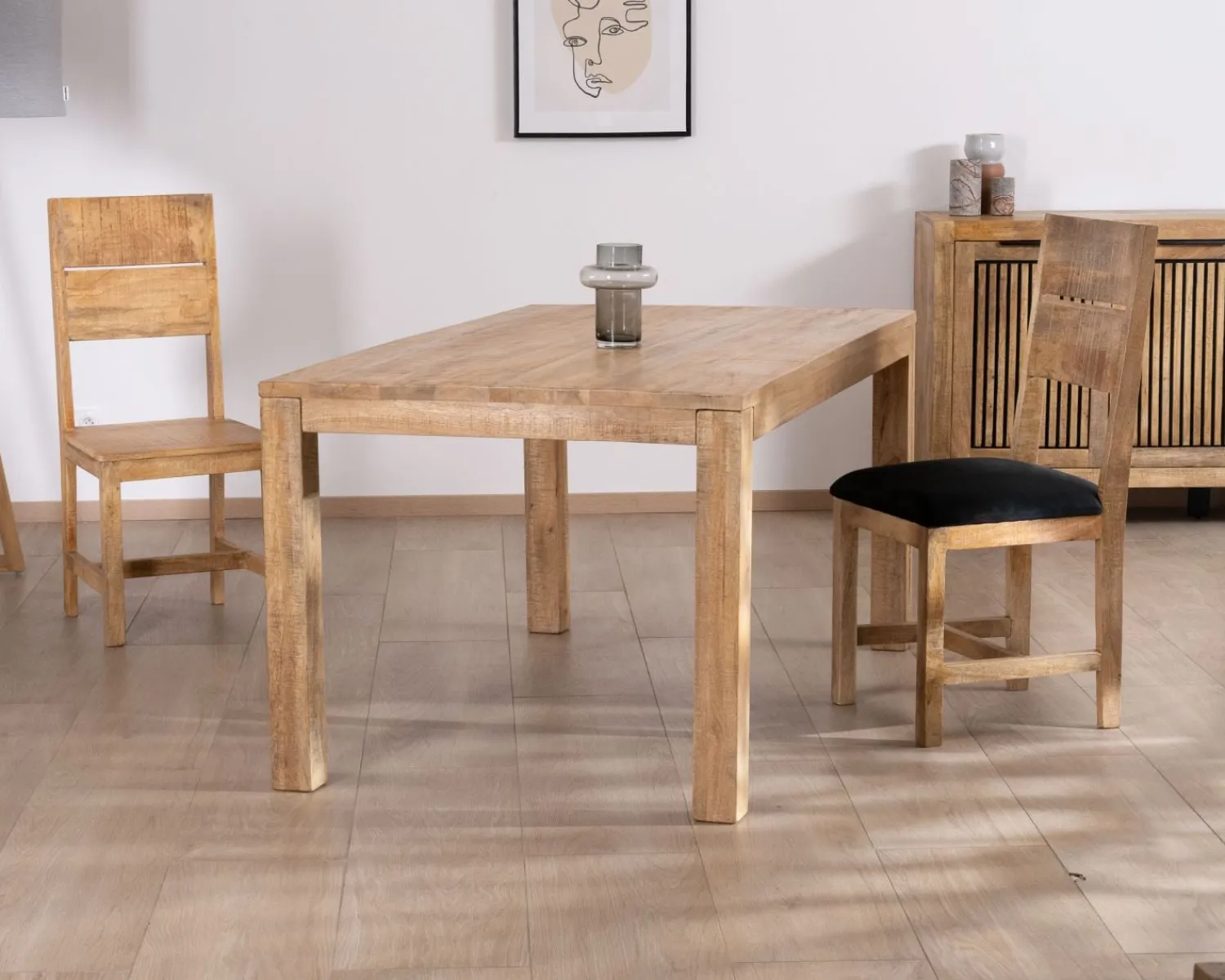 Meuble House Lot de 2 chaises de repas en manguier brut "Manoha" Outlet