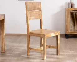 Meuble House Lot de 2 chaises de repas en manguier brut