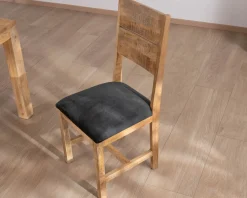 Meuble House Lot de 2 chaises de repas en manguier brut "Manoha" assise tissu rembourré Outlet