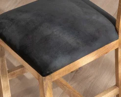 Meuble House Lot de 2 chaises de repas en manguier brut "Manoha" assise tissu rembourré Outlet
