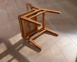 Meuble House Lot de 2 chaises de repas en teck avec dossier en cannage "Natsu" Sale