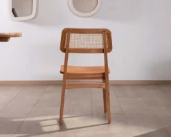 Meuble House Lot de 2 chaises de repas en teck avec dossier en cannage "Natsu" Sale