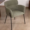 Meuble House Lot de 2 chaises de repas en tissu kaki et pieds métal "Riméno" Hot