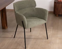 Meuble House Lot de 2 chaises de repas en tissu kaki et pieds métal "Riméno" Hot