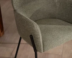Meuble House Lot de 2 chaises de repas en tissu kaki et pieds métal 