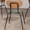 Meuble House Lot de 4 chaises de repas en tissu vert "Lino" style rétro Online