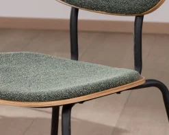Meuble House Lot de 4 chaises de repas en tissu vert "Lino" style rétro Online