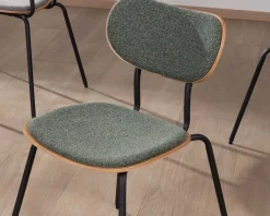 Meuble House Lot de 4 chaises de repas en tissu vert