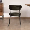 Meuble House Lot de 2 chaises de repas en tissu vert olive et pieds métal design minimaliste "Lato" Discount