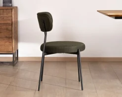Meuble House Lot de 2 chaises de repas en tissu vert olive et pieds métal design minimaliste 