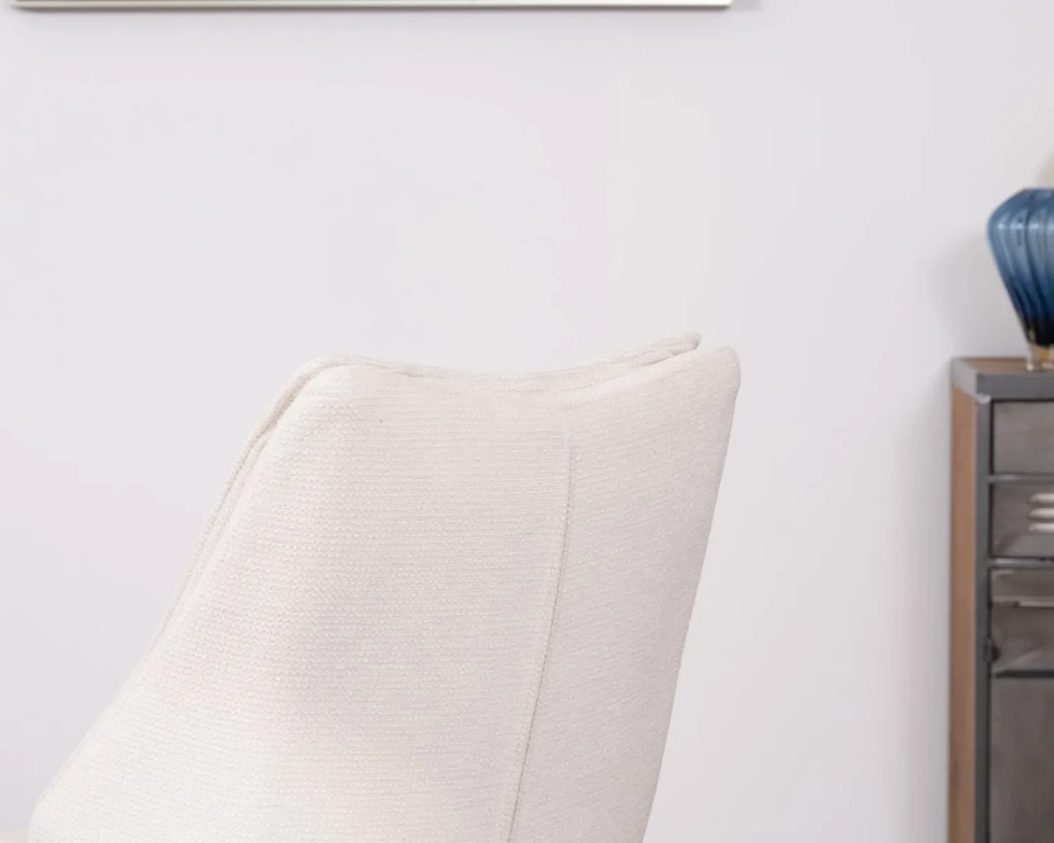 Meuble House Lot de 2 chaises de repas en tissu blanc et pied pivotant en métal "Webber" Online