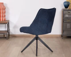 Meuble House Lot de 2 chaises de repas en tissu bleu nuit "Webber" assise design et pied 4 branches pivotant en métal Clearance