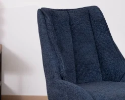 Meuble House Lot de 2 chaises de repas en tissu bleu nuit 