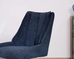 Meuble House Lot de 2 chaises de repas en tissu bleu nuit 
