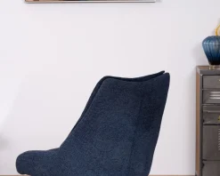 Meuble House Lot de 2 chaises de repas en tissu bleu nuit 