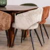 Meuble House Lot de 2 chaises de repas en velours côtelé kaki et pieds métal "Sonate" New