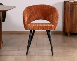 Meuble House Lot de 2 chaises de repas en velours rouille et pieds métal "Sonate" Online