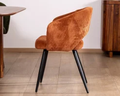 Meuble House Lot de 2 chaises de repas en velours rouille et pieds métal