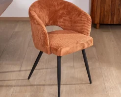 Meuble House Lot de 2 chaises de repas en velours rouille et pieds métal