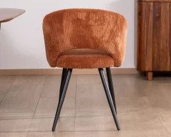 Meuble House Lot de 2 chaises de repas en velours rouille et pieds métal