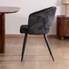 Meuble House Lot de 2 chaises de repas en velours côtelé anthracite et pieds métal noir vintage "Sonate" Best