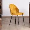 Meuble House Lot de 4 chaises de repas en velours moutarde et pieds en métal noir "Bellot" esprit vintage Discount