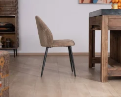 Meuble House Lot de 4 chaises de repas en velours côtelé taupe esprit vintage "Bellot" Online