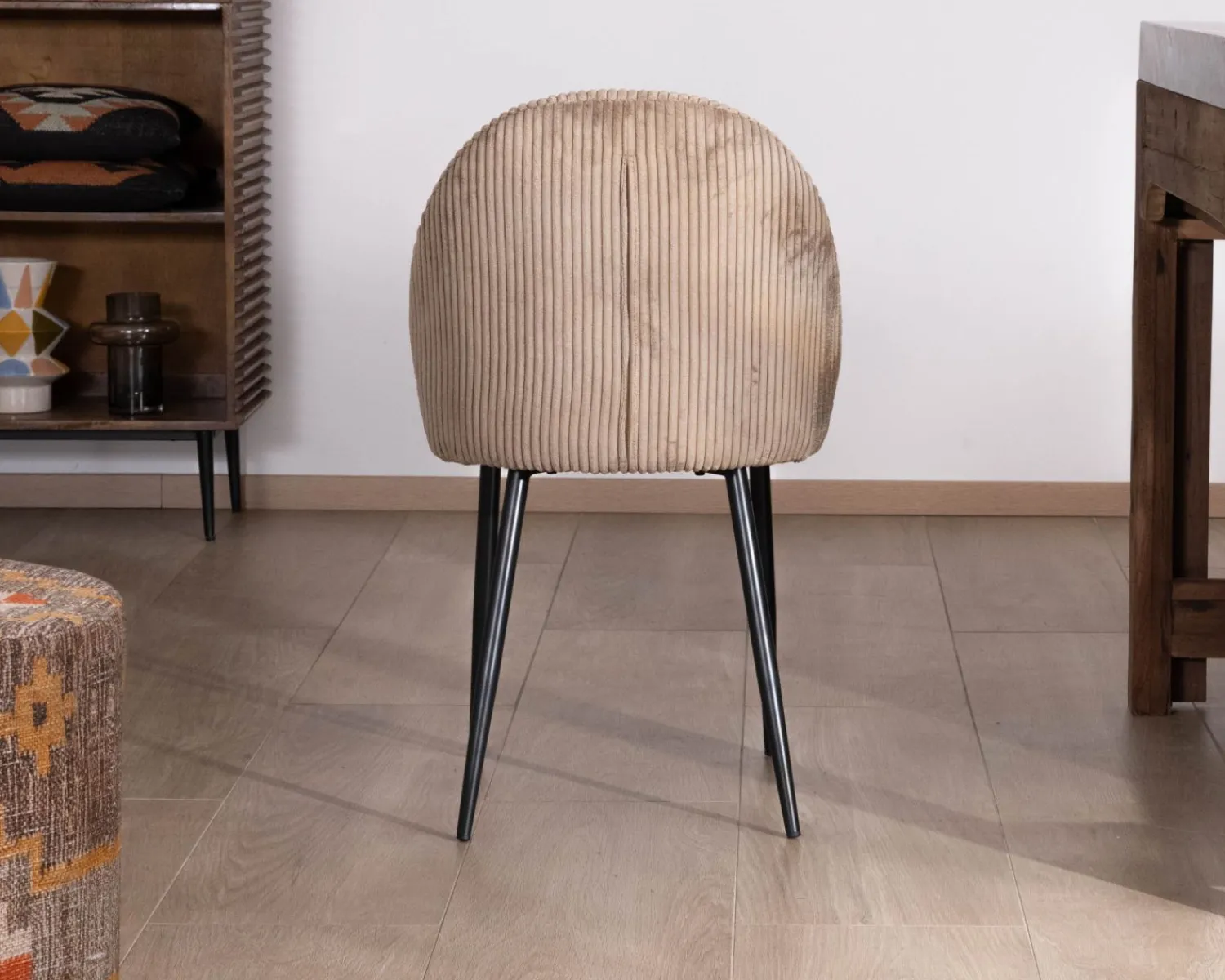 Meuble House Lot de 4 chaises de repas en velours côtelé taupe esprit vintage "Bellot" Online