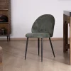 Meuble House Lot de 4 chaises de repas en velours vert sauge foncé "Bellot" esprit vintage Online