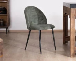 Meuble House Lot de 4 chaises de repas en velours vert sauge foncé