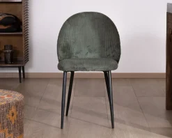 Meuble House Lot de 4 chaises de repas en velours vert sauge foncé