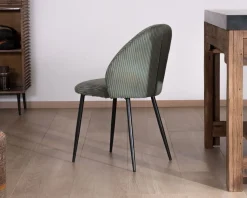 Meuble House Lot de 4 chaises de repas en velours vert sauge foncé