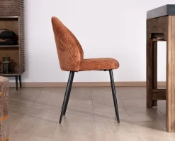 Meuble House Lot de 4 chaises de repas en velours côtelé rouille "Bellot" style rétro Outlet